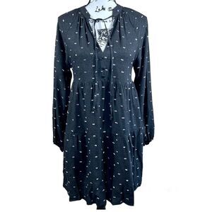 ZARA Womens Charcoal Gray Purple Embroidered Polka Dot Mini Dress S cottagecore